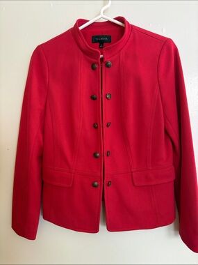 Talbots Red Military-Style Stand-Collar Blazer